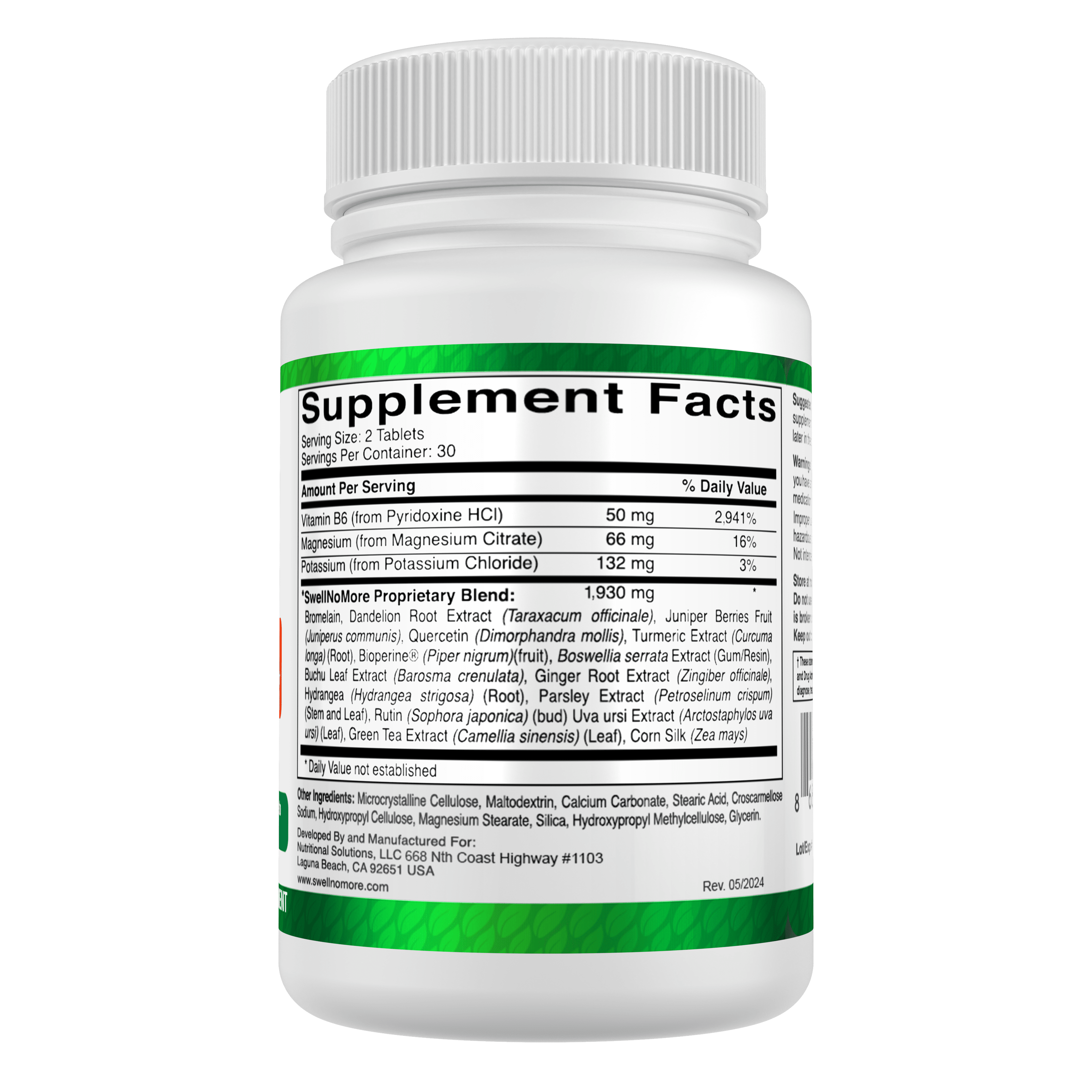 SwellNoMore Tablets Reduces Edema Swelling- Natural Diuretic Anti Inflammatory